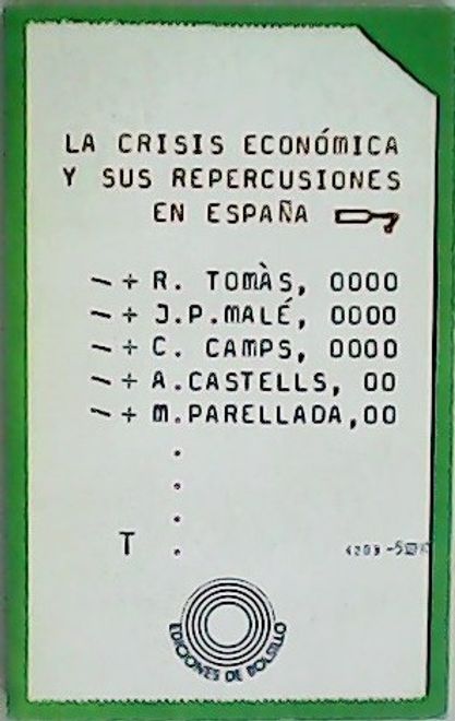 portada La Crisis Económica y sus Repercusiones en España.