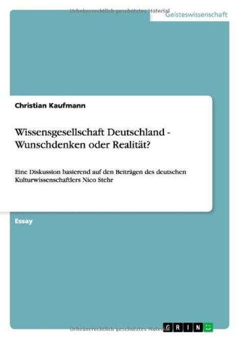 Wissensgesellschaft Deutschland - Wunschdenken oder Realität? portada Wissensgesellschaft Deutschland - Wunschdenken oder Realität?