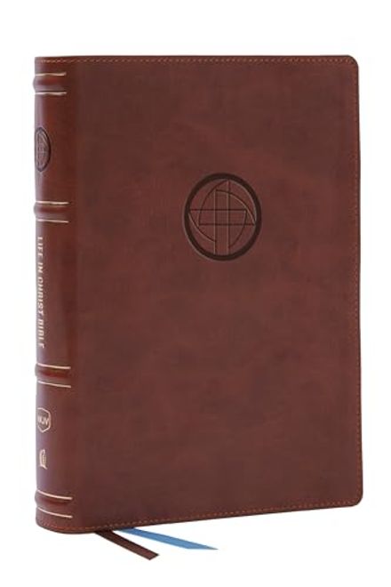 portada Life in Christ Bible: Discovering, Believing, and Rejoicing in who god Says you are (Nkjv, Brown Leathersoft, Thumb Indexed, red Letter, Comfort Print) (en Inglés)