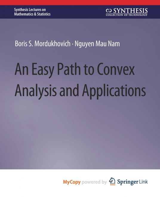 portada An Easy Path to Convex Analysis and Applications (en Inglés)